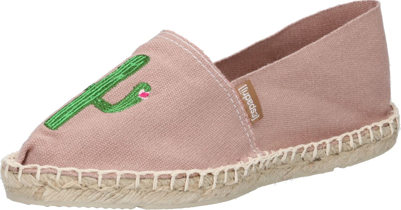 espadrij l´originale Espadrilky 'Classic Brodé' růžová / pudrová / zelená / bílá