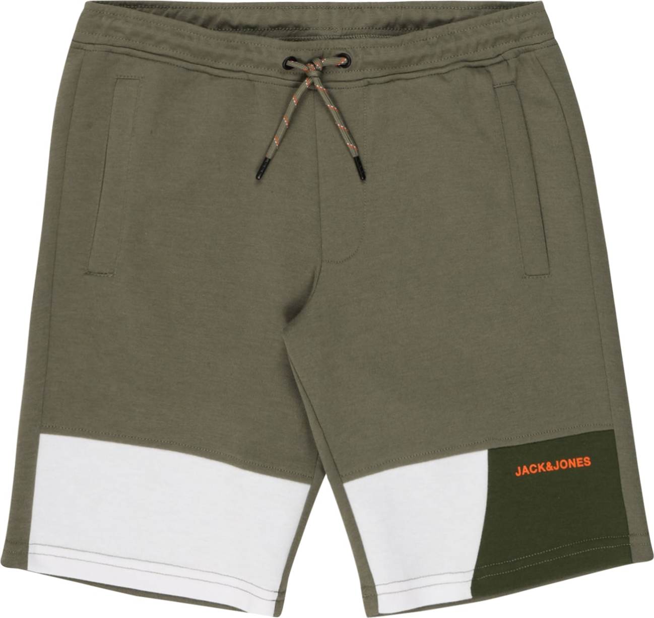 Jack & Jones Junior Kalhoty 'MARS' tmavě zelená / bílá / khaki / oranžová