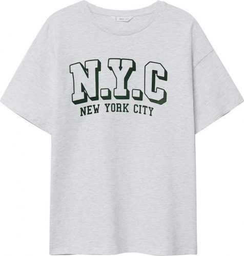 MANGO TEEN Tričko 'CAMISETA NYC' šedý melír / jedle