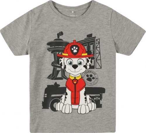 NAME IT Tričko 'PAWPATROL' šedý melír / bílá / červená / černá