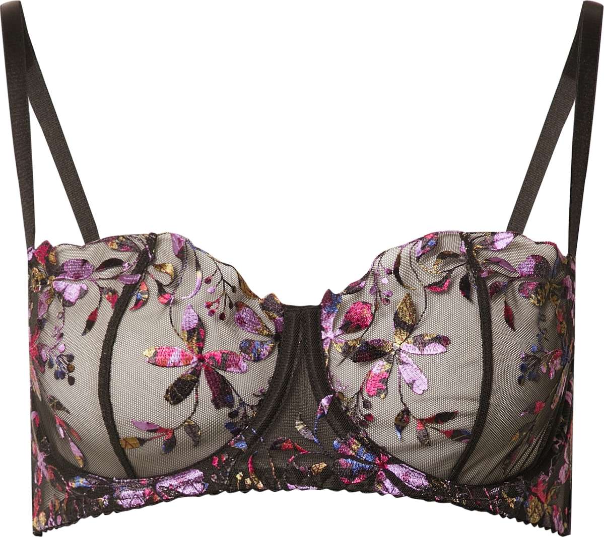 Aurore Lingerie Podprsenka 'Peonia' pink / černá / fialová / zelená