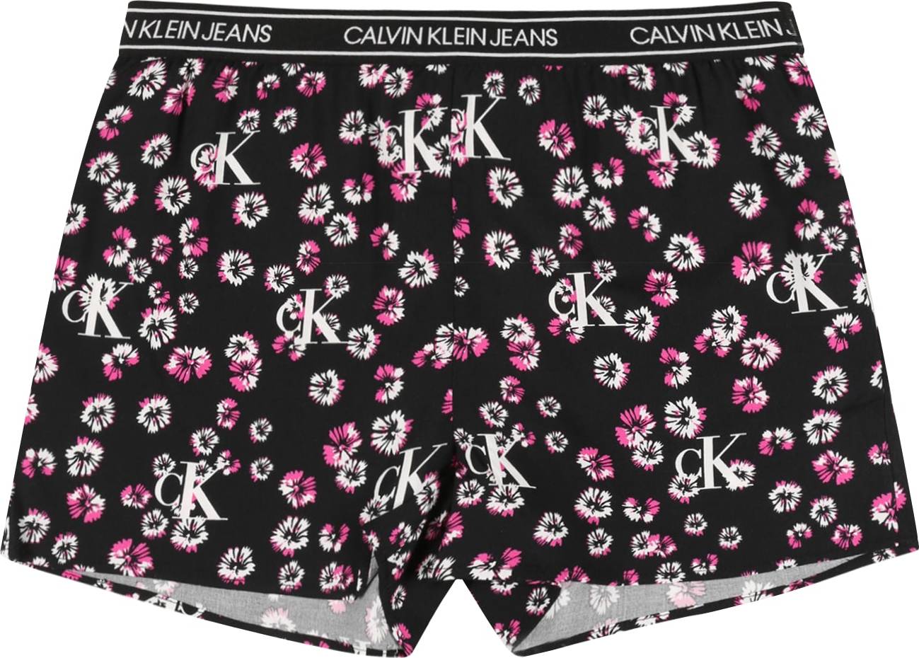 Calvin Klein Jeans Shorts černá / bílá / fuchsiová