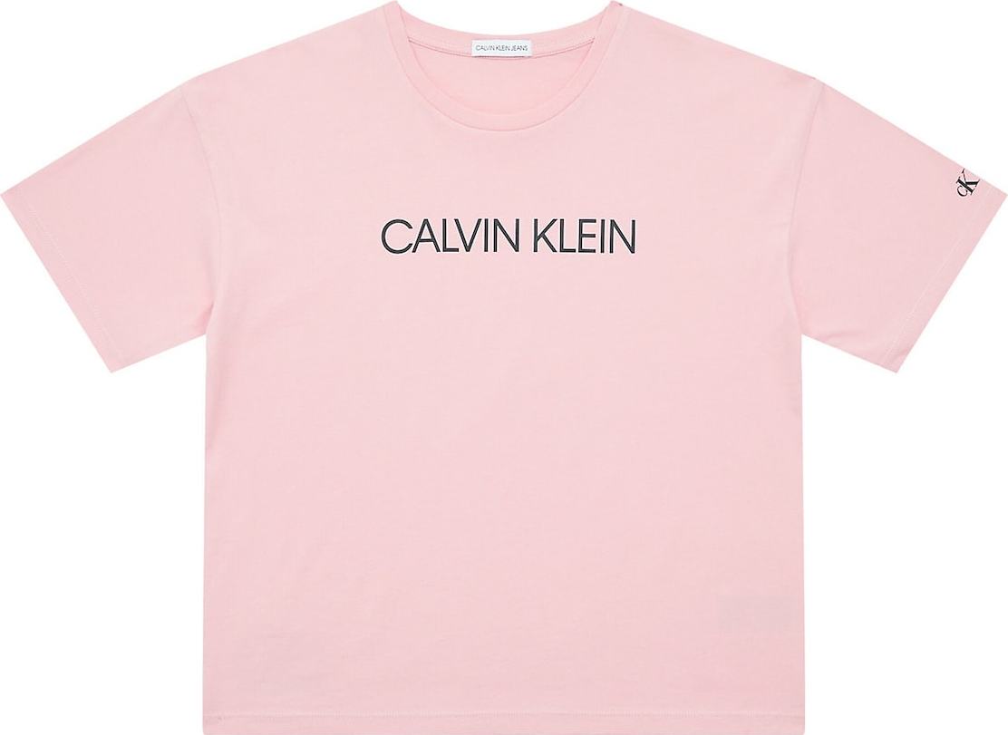 Calvin Klein Jeans Tričko světle růžová / černá