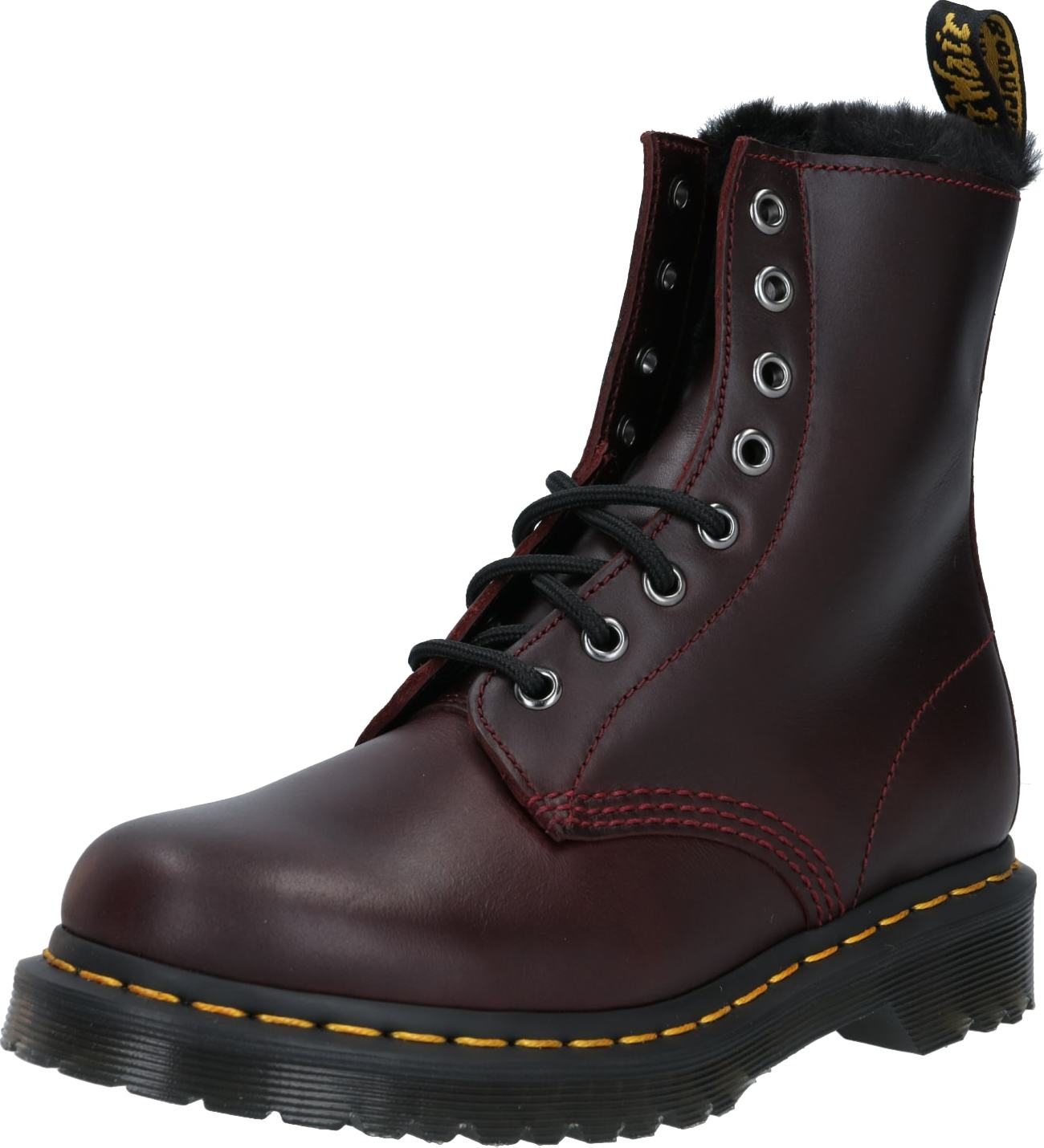 Dr. Martens Šněrovací kozačky 'Serena' burgundská červeň / žlutá / černá