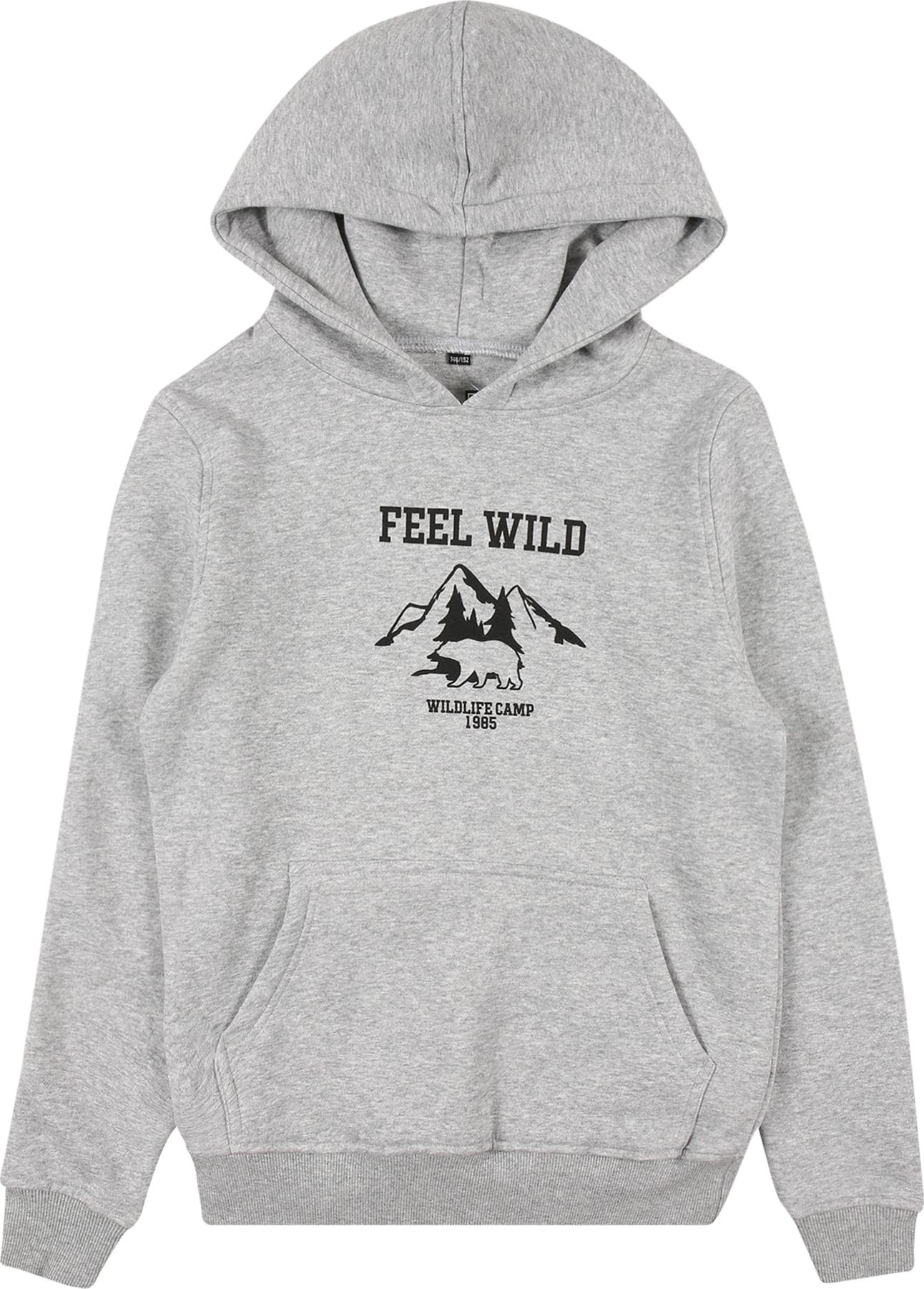 Mister Tee Sweatshirt 'Wild' šedý melír / černá