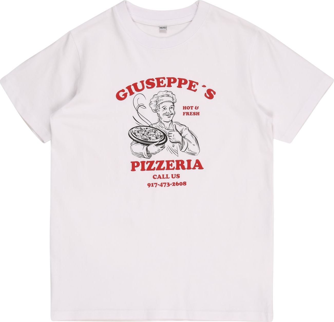 Mister Tee Tričko 'Giuseppes Pizzeria' bílá / černá / světle červená