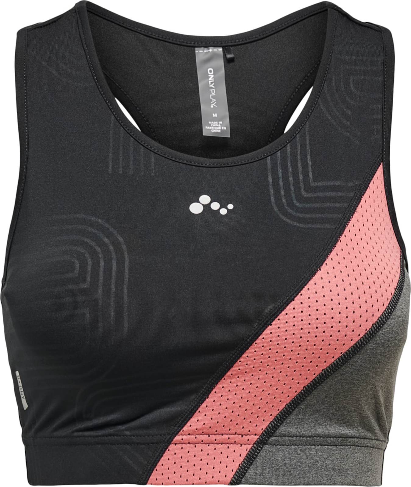 ONLY PLAY Sportovní podprsenka 'ONPJOKI SPORTS BRA' černá / šedý melír / pink