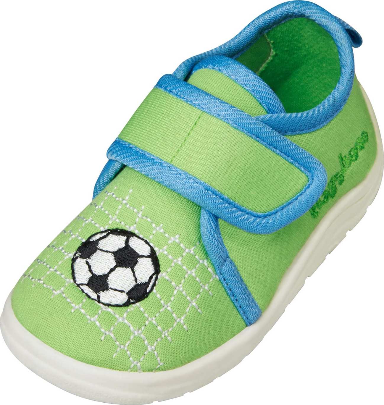 PLAYSHOES Pantofle 'Fußball' zelená / modrá / bílá / černá