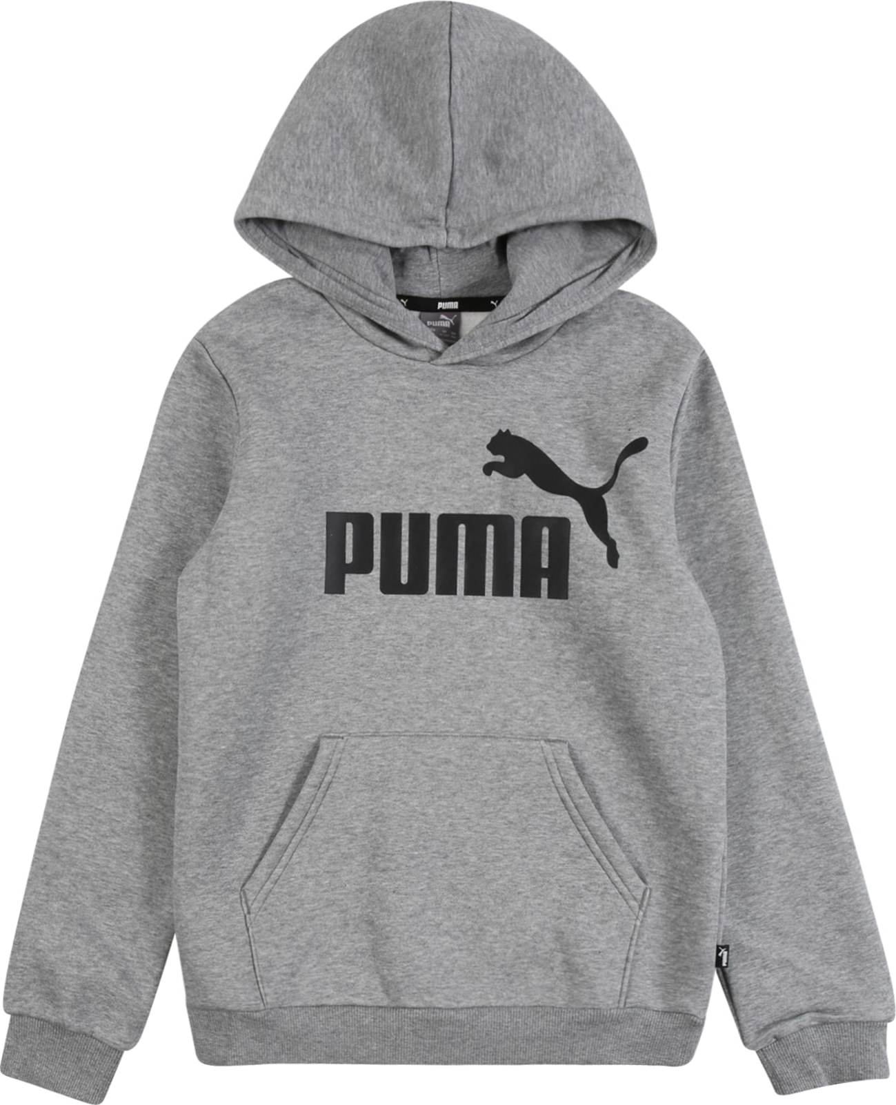 PUMA Sportovní mikina šedý melír / černá