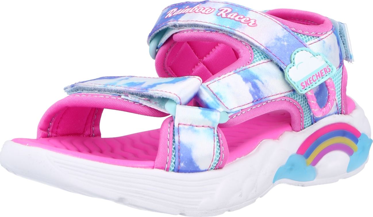 SKECHERS Sandály 'RAINBOW RACER' bílá / světlemodrá / královská modrá / pink