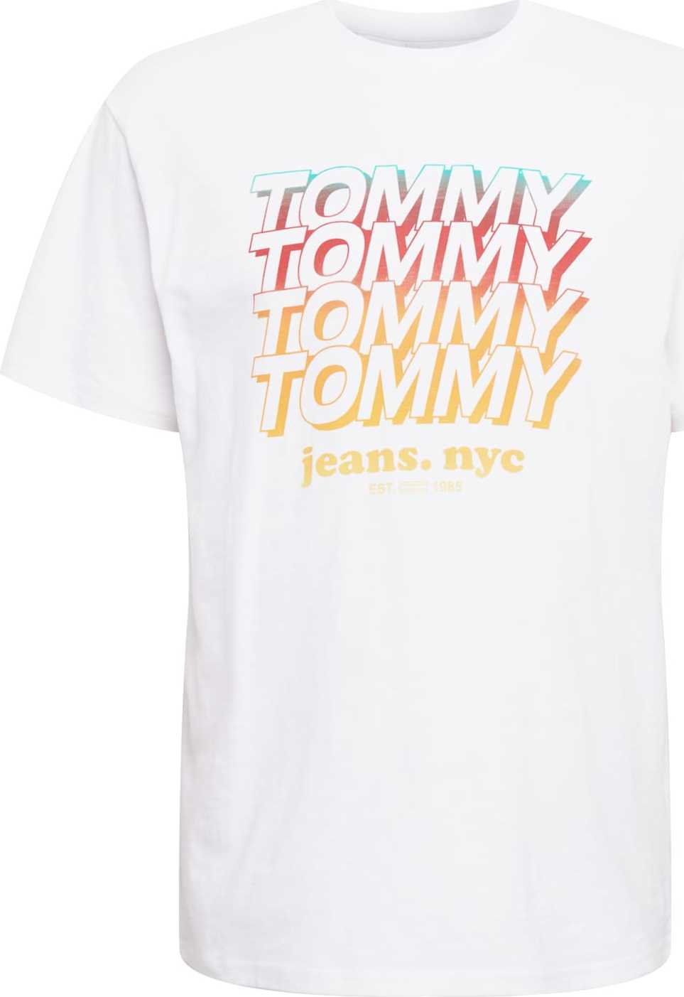 Tommy Jeans Tričko bílá / žlutá / tyrkysová / tmavě červená