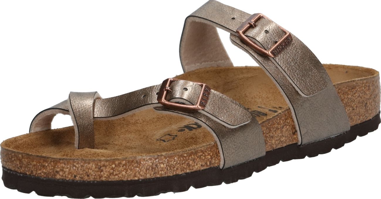 BIRKENSTOCK Žabky 'Mayari' šedobéžová / zlatá